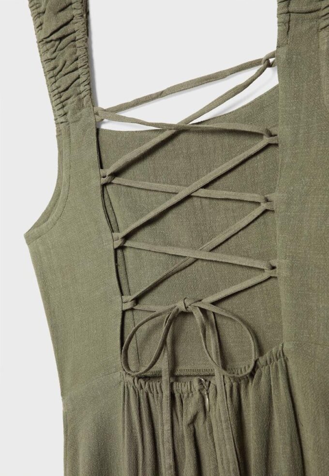Robe midi à dos croisé effet lin Robe midi à dos croisé effet lin