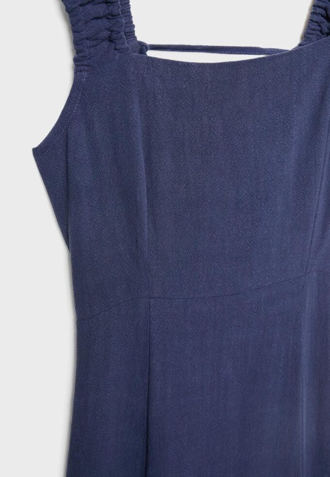 Robe midi à dos croisé effet lin Robe midi à dos croisé effet lin