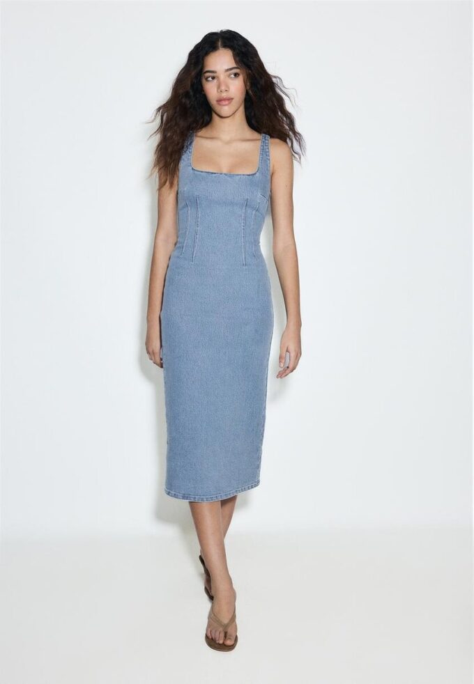 Robe midi en denim