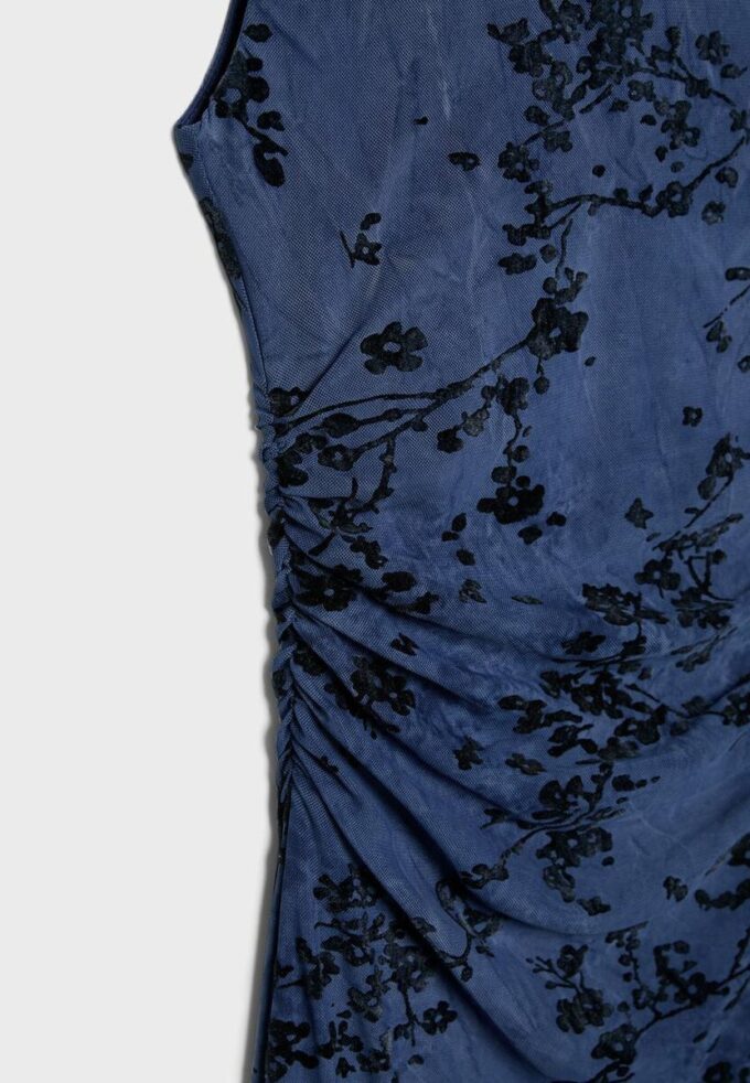 Robe midi en tulle à encolure qipao