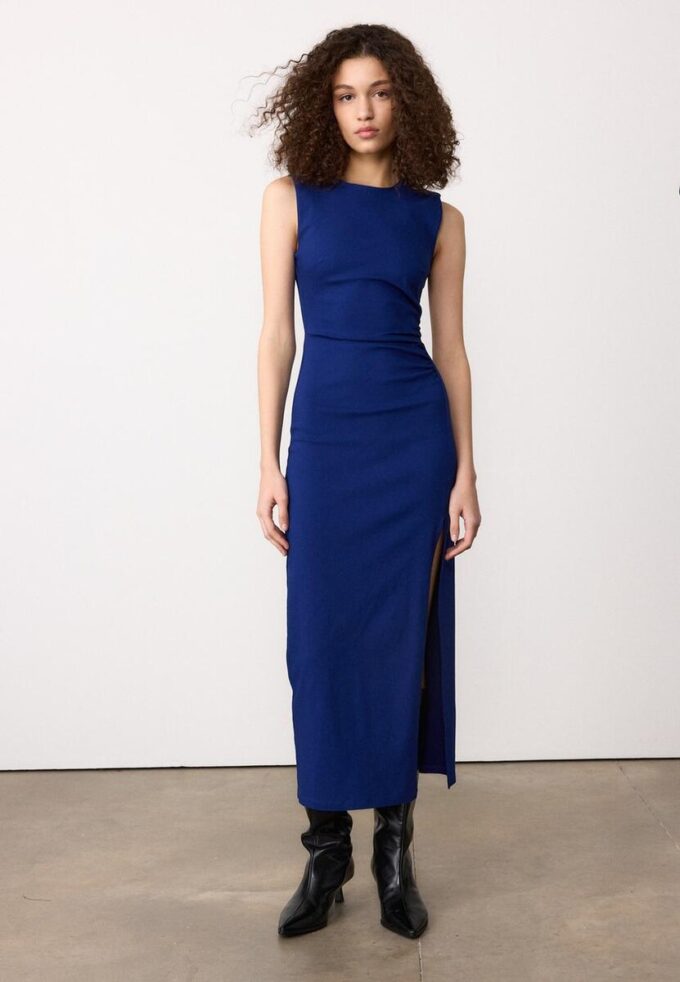 Robe midi sans manches en bengaline Robe midi sans manches en bengaline