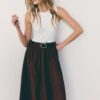 Robe midi sans manches en deux matières avec ceinture