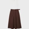 Robe midi sans manches en deux matières avec ceinture