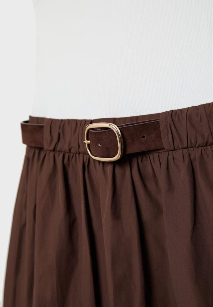 Robe midi sans manches en deux matières avec ceinture