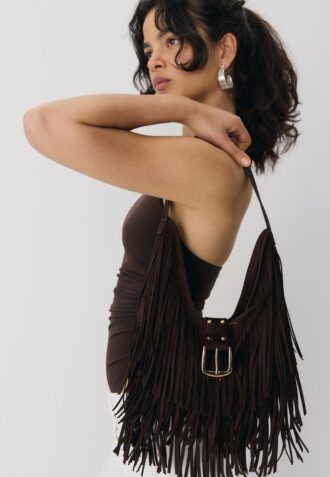 Sac à bandoulière avec franges et boucle