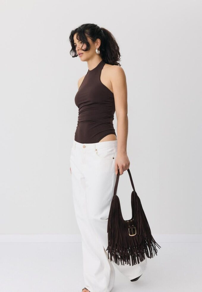 Sac à bandoulière avec franges et boucle