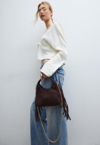 Sac à bandoulière avec franges sur les côtés