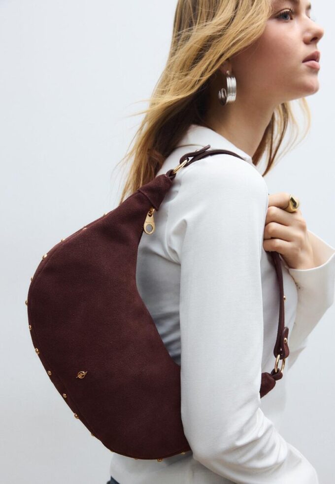 Sac à bandoulière clouté 100 % Cuir