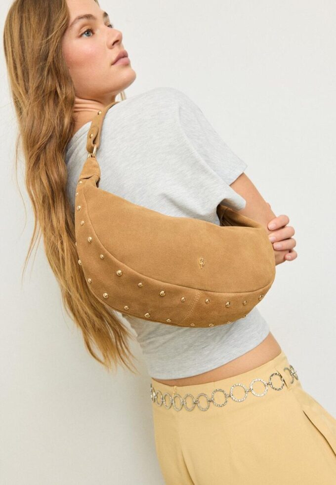 Sac à bandoulière clouté 100 % Cuir