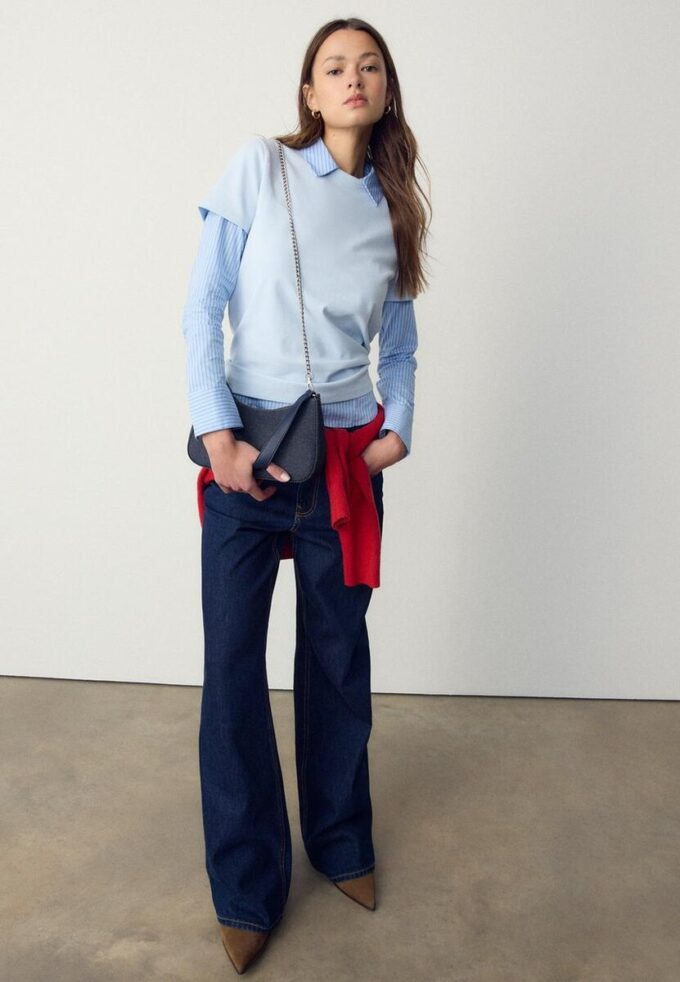 Sac à bandoulière demi-lune en denim Sac à bandoulière demi-lune en denim