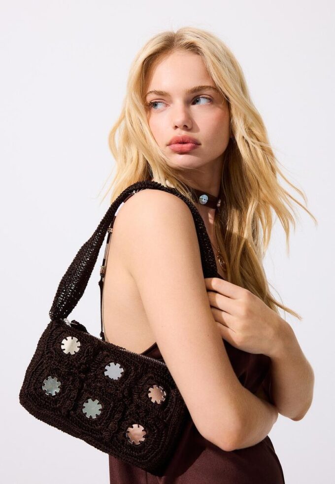 Sac à bandoulière en crochet avec miroirs