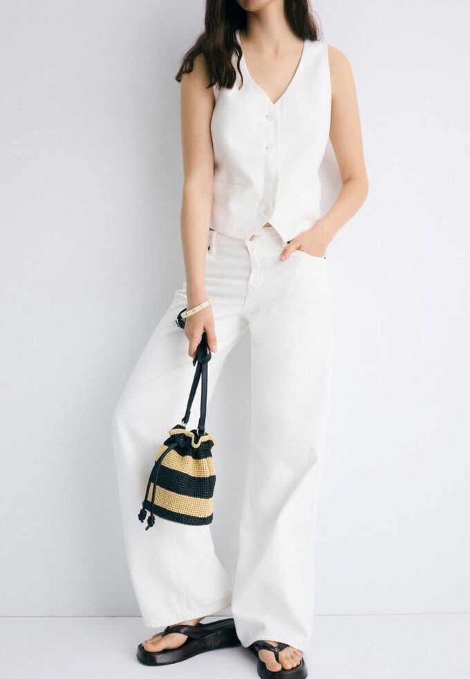 Sac à bandoulière en crochet contrasté Sac à bandoulière en crochet contrasté