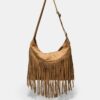 Sac à bandoulière en cuir doux avec franges