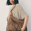 Sac à bandoulière en cuir doux avec franges