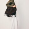 Sac à bandoulière en cuir doux avec franges