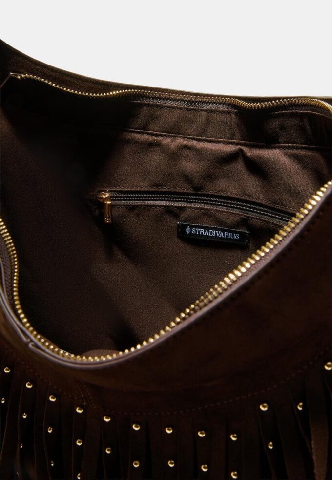 Sac à bandoulière en cuir doux avec franges