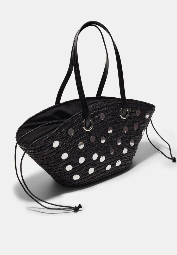 Sac à bandoulière en osier à paillettes