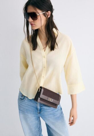 Sac à bandoulière en toile contrastée