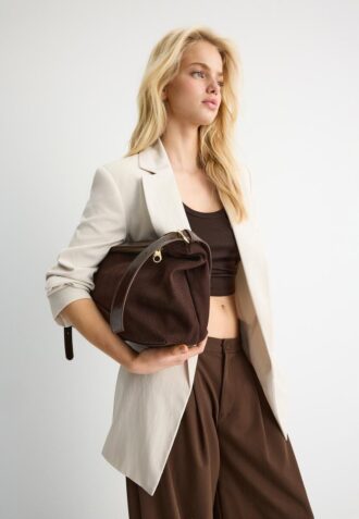 Sac à bandoulière en toile contrastée