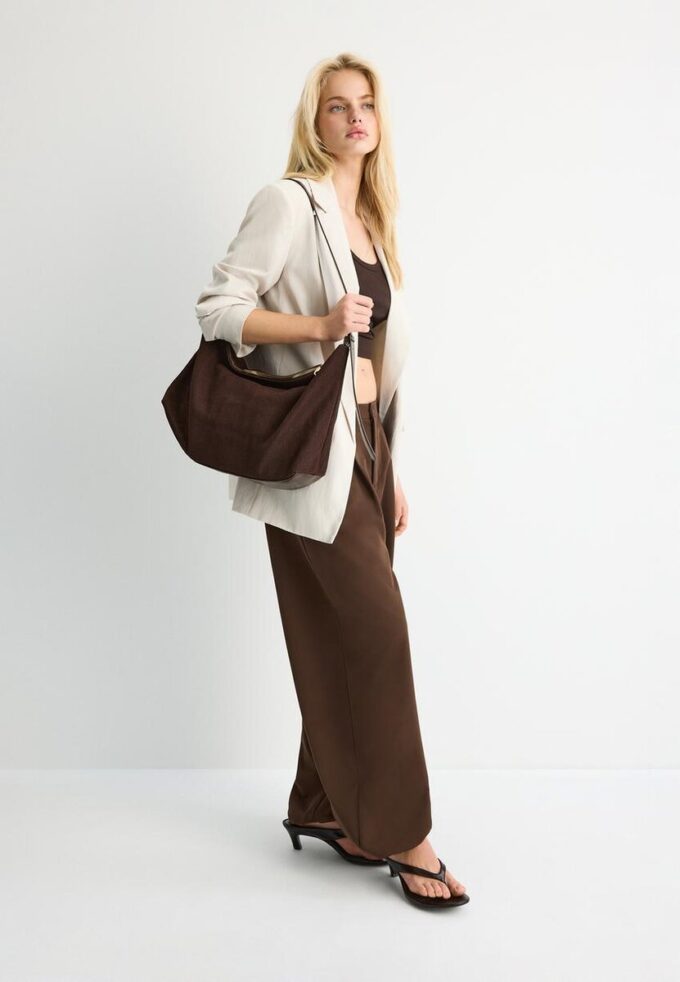 Sac à bandoulière en toile contrastée