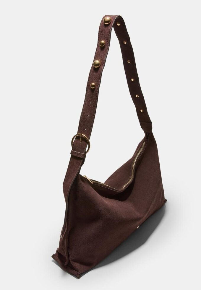 Sac à bandoulière plat clouté, 100 % Cuir Sac à bandoulière plat clouté, 100 % Cuir