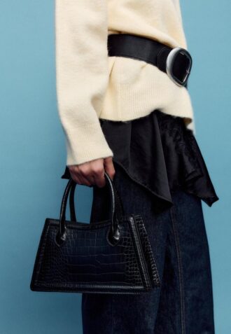 Sac à bandoulière trapèze effet noix de coco