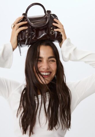 Sac bowling à bandoulière en simili cuir