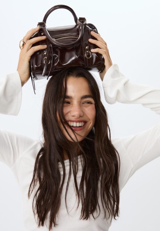 Sac bowling à bandoulière en simili cuir