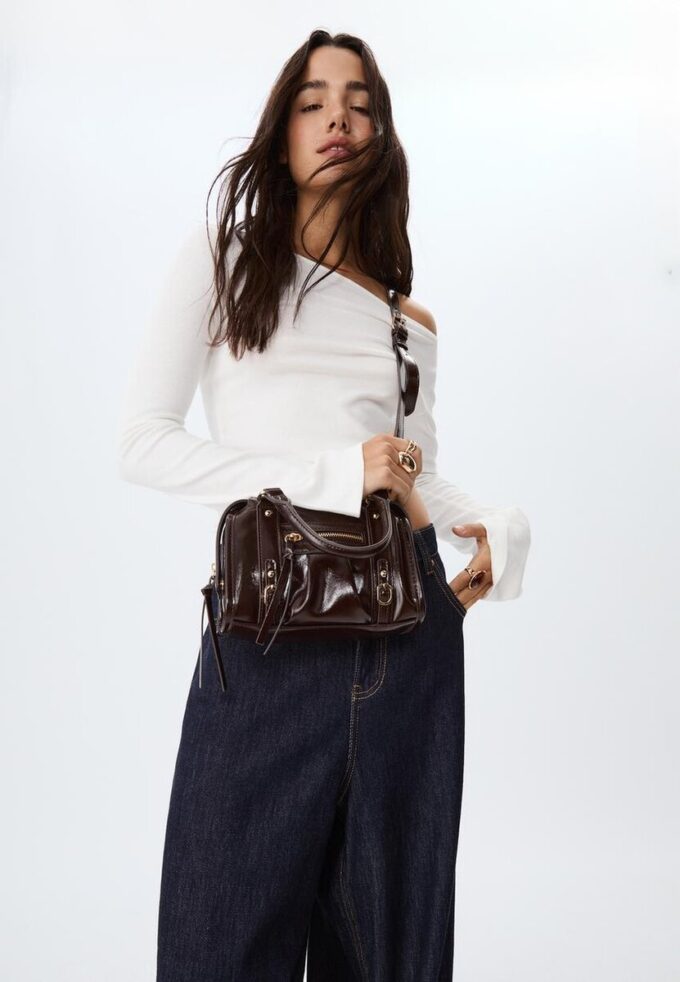 Sac bowling à bandoulière en simili cuir