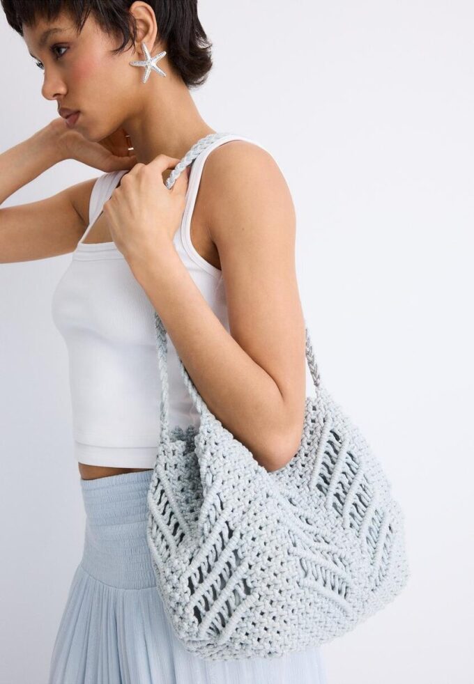 Sac cabas au crochet avec fil métallique Sac cabas au crochet avec fil métallique
