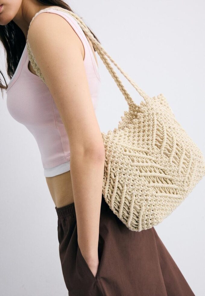 Sac cabas au crochet avec fil métallique