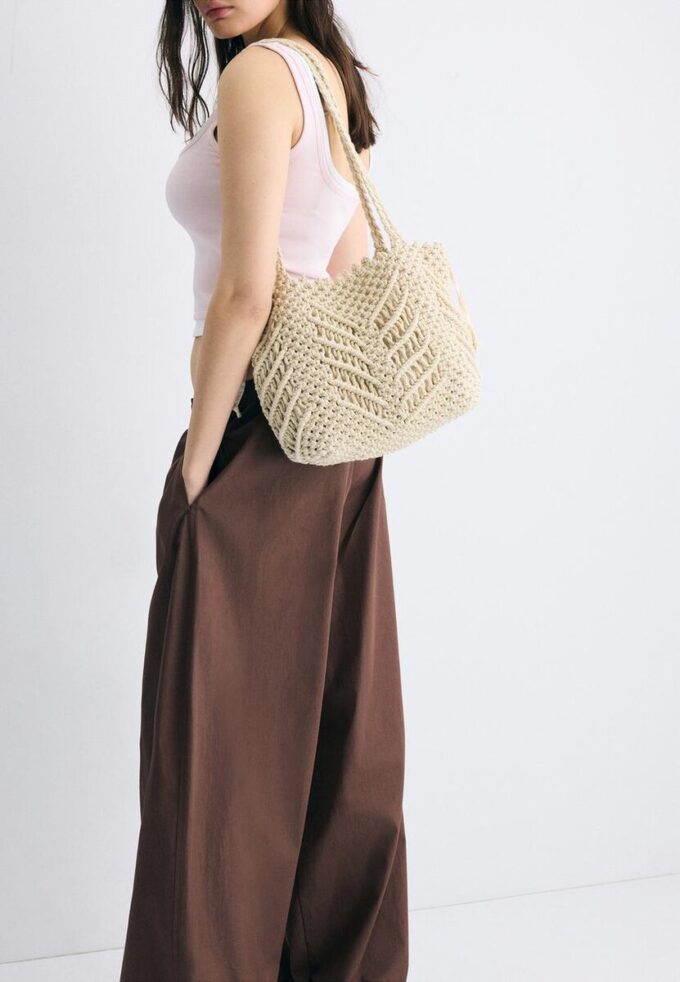 Sac cabas au crochet avec fil métallique