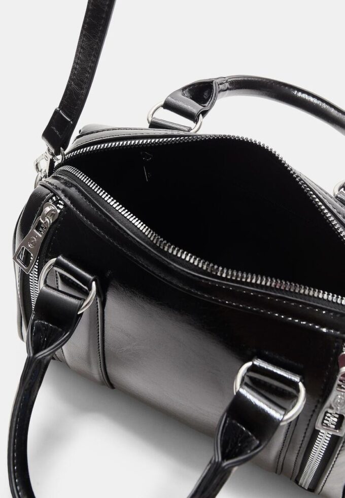 Sac effet cuir avec fermetures éclair