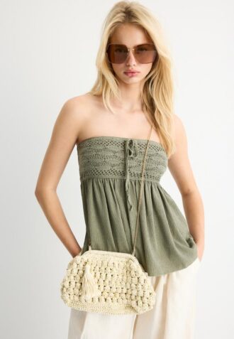 Sac seau en crochet avec fils métalliques Sac seau en crochet avec fils métalliques