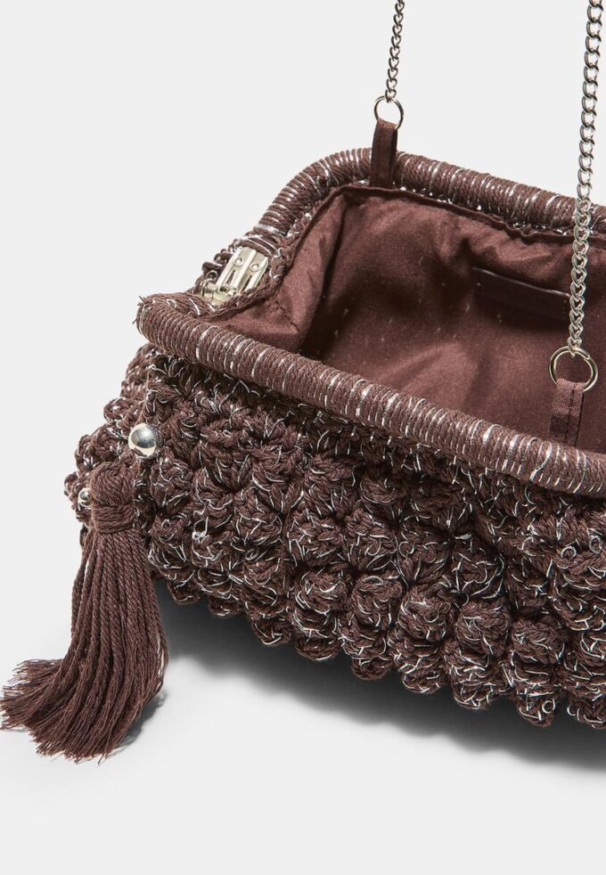 Sac seau en crochet avec fils métalliques Sac seau en crochet avec fils métalliques