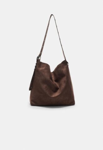 Sac seau en simili-suède avec détail de lanière Sac seau en simili-suède avec détail de lanière