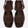 Sandales cage en cuir cloutées