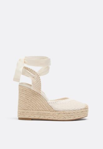 Sandales compensées en jute à lacets