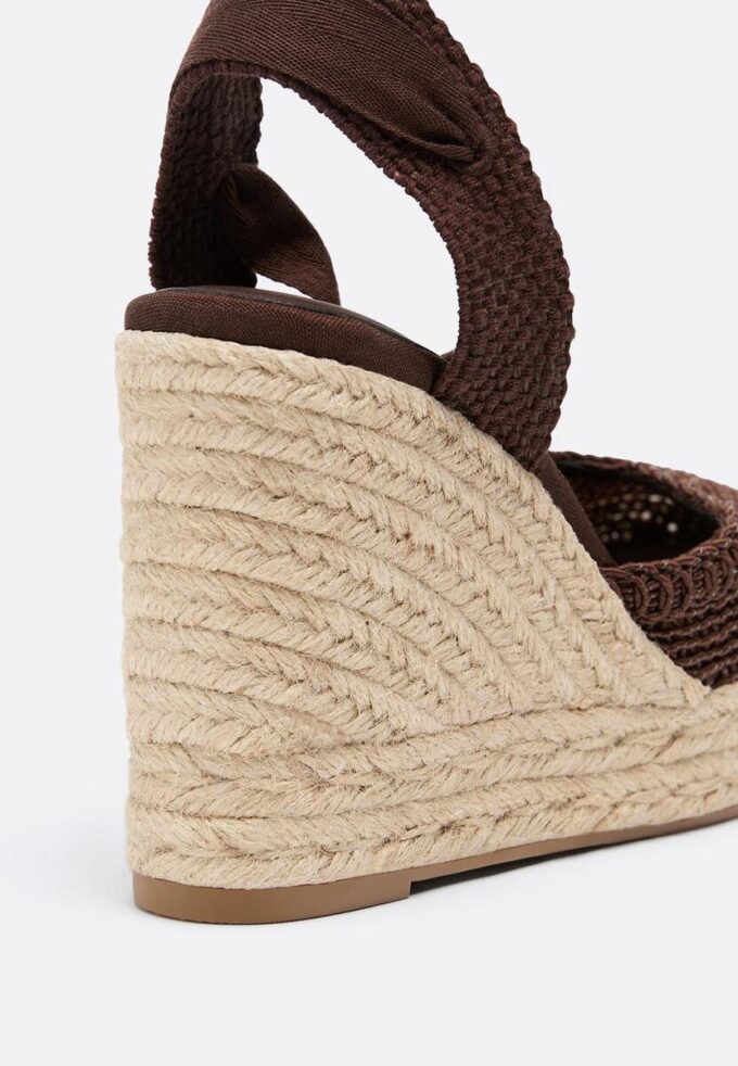 Sandales compensées en jute à lacets Sandales compensées en jute à lacets