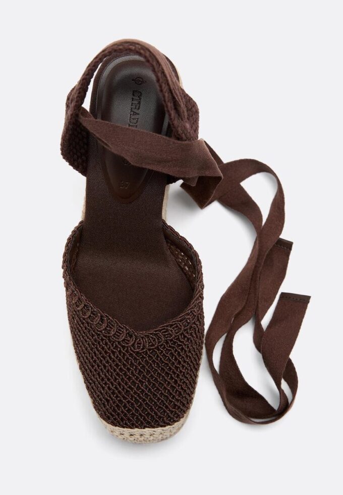 Sandales compensées en jute à lacets Sandales compensées en jute à lacets