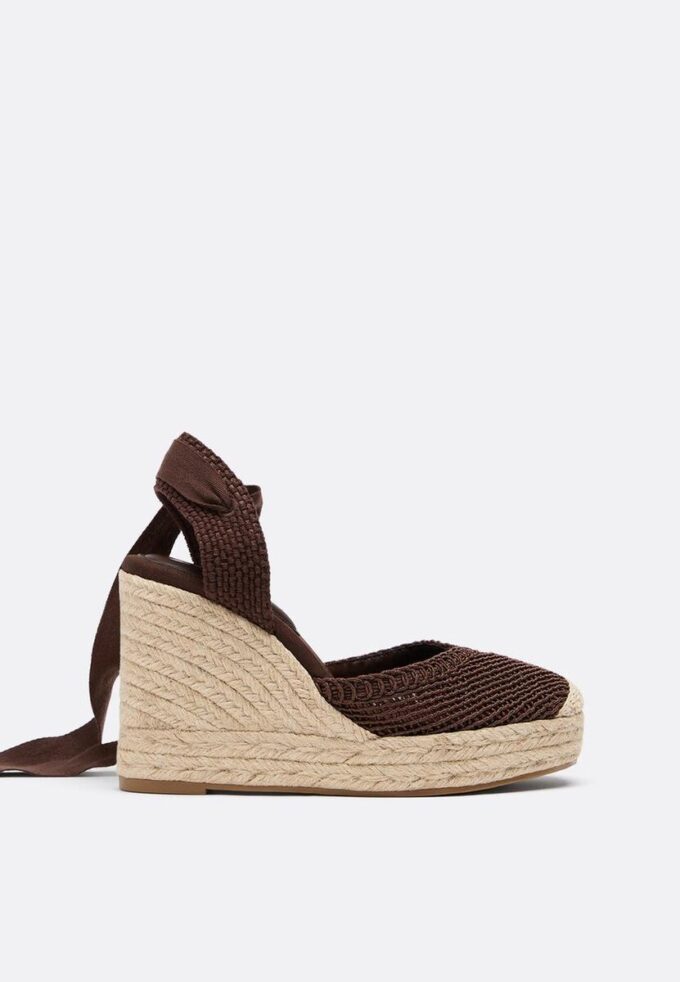 Sandales compensées en jute à lacets Sandales compensées en jute à lacets