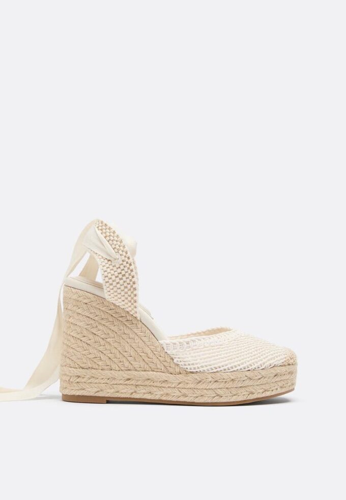 Sandales compensées en jute à lacets Sandales compensées en jute à lacets