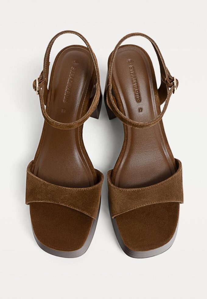 Sandales à plateforme en cuir refendu Sandales à plateforme en cuir refendu