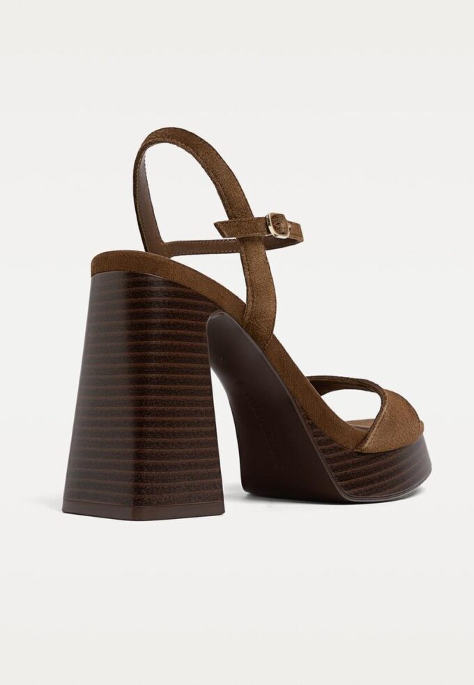 Sandales à plateforme en cuir refendu Sandales à plateforme en cuir refendu