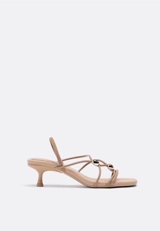 Sandales à talons bobines avec détails métalliques