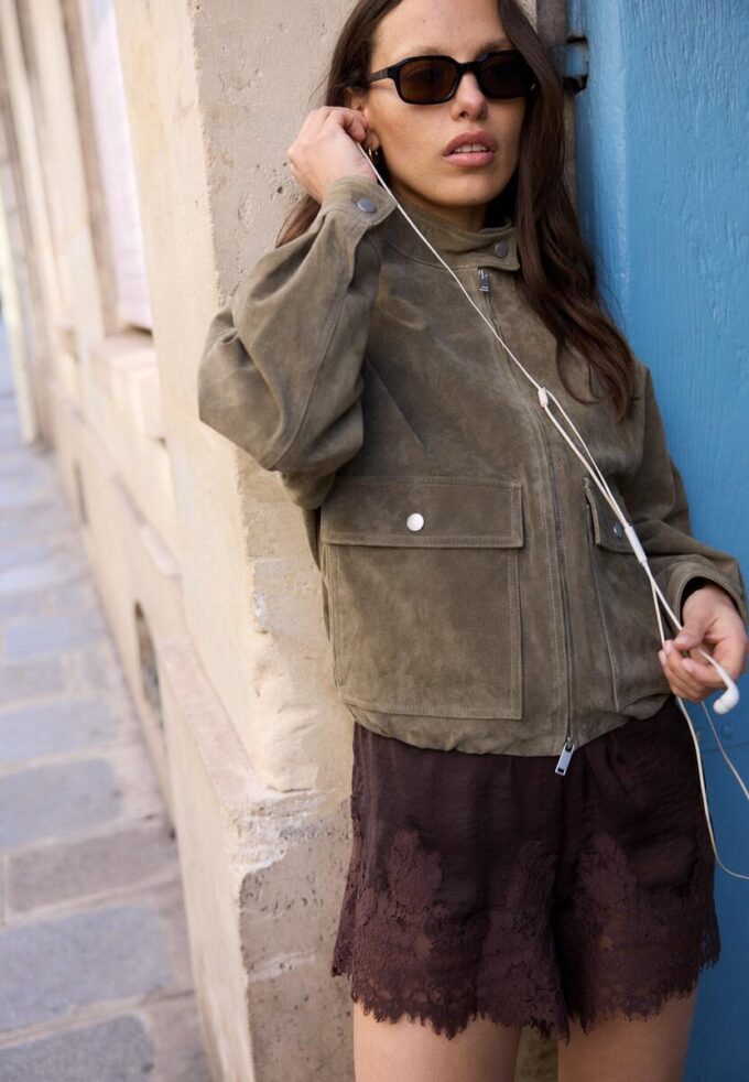 Short caraco en satin