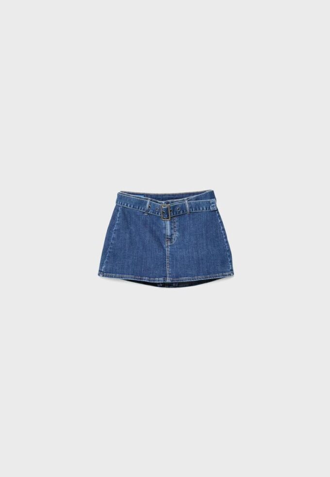 Skort en denim avec ceinture