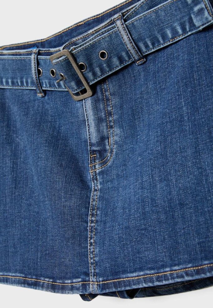 Skort en denim avec ceinture