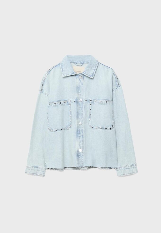 Surchemise courte en denim avec clous