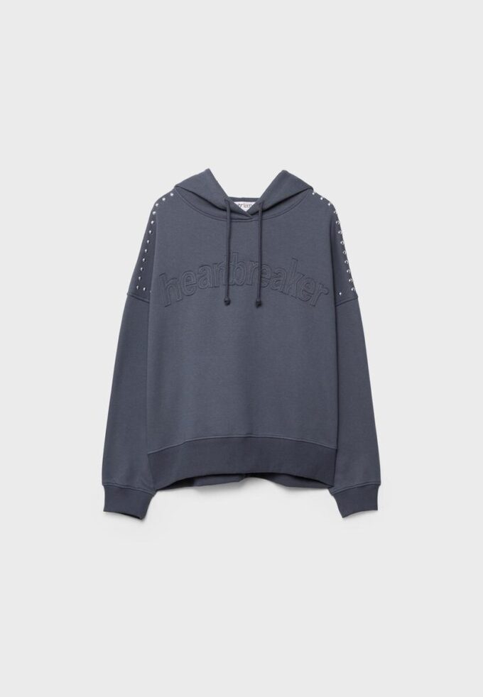 Sweat à capuche brodé et clouté